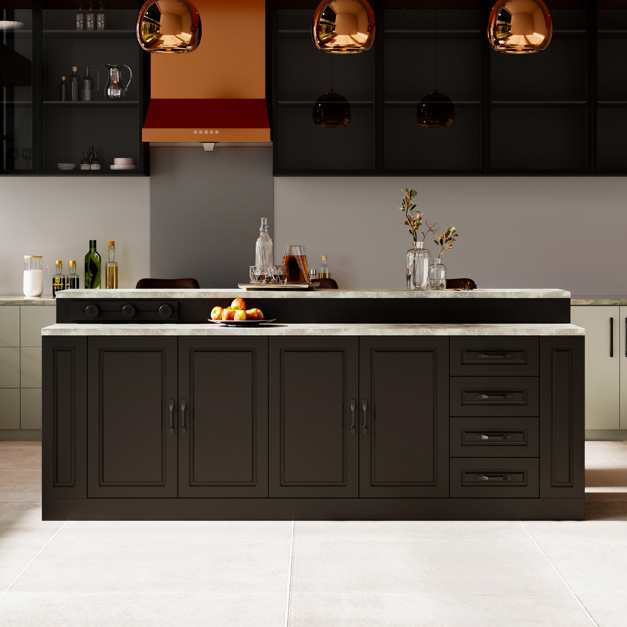 Latitude Run® Dejohn Kitchen Island with Solid + Manufactured Wood